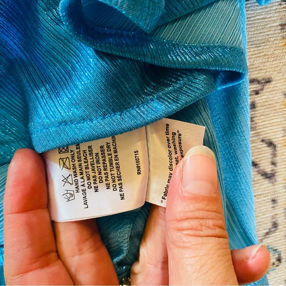 Retrofete Tova Dress in Aqua Blue Size Large Metallic - Picture 9 of 9